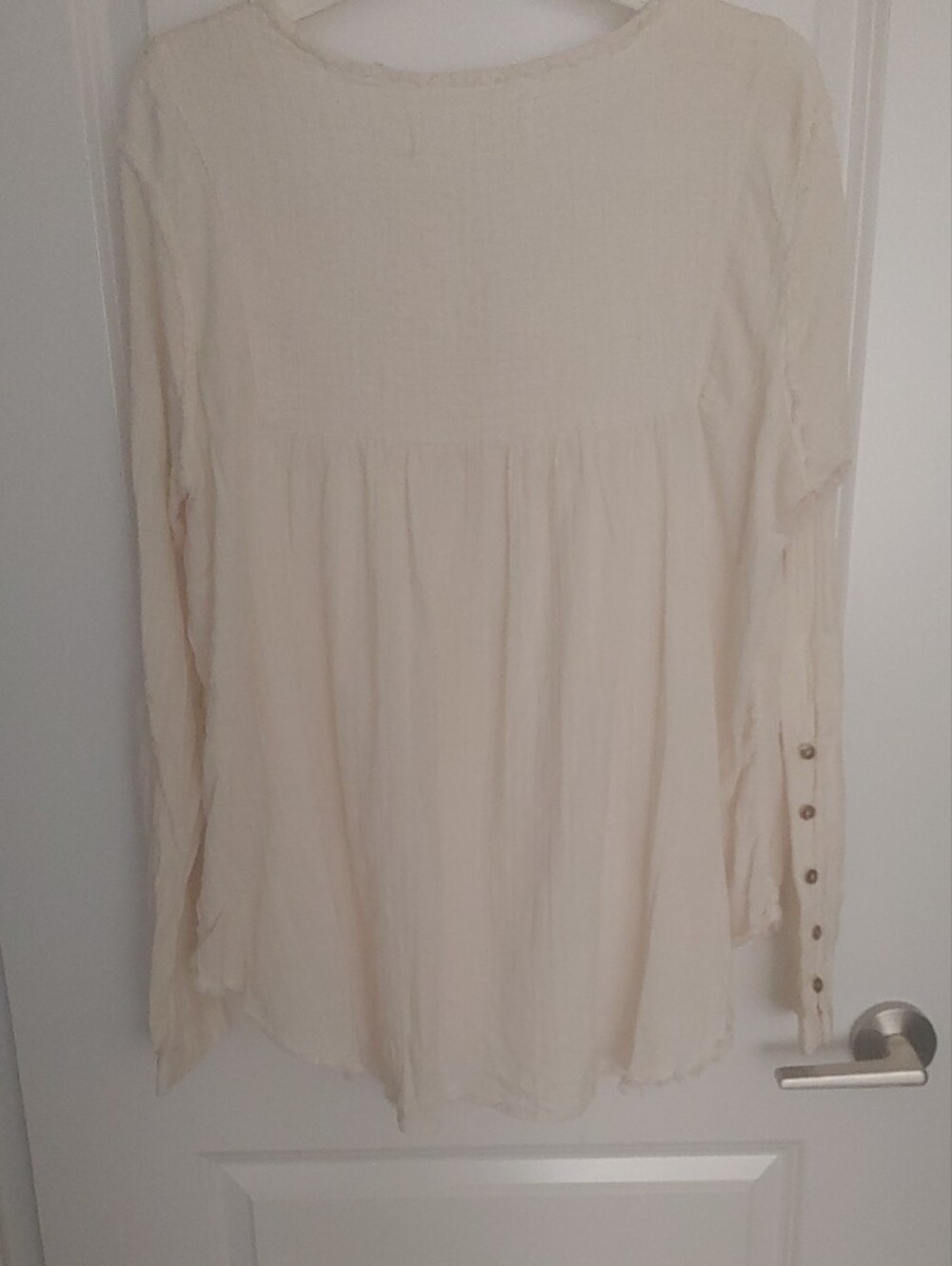 Free People Cream Button-Front Peasant Top - Picture 5 of 9